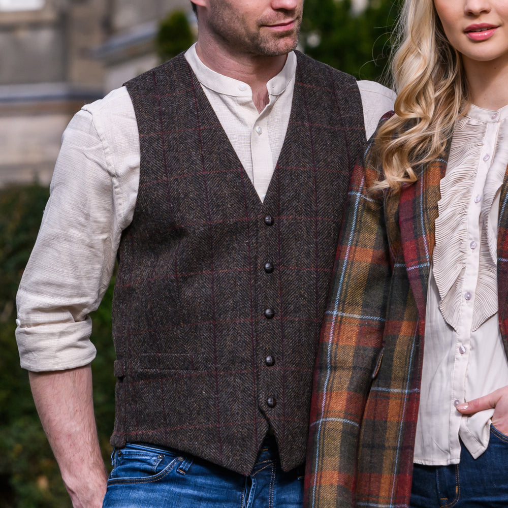 アイルランド ウエストコート ツイードベスト Mucros マクロス Waistcoat Brown