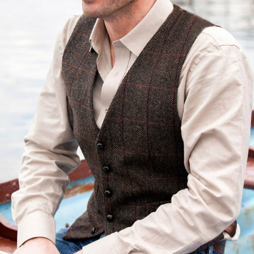 アイルランド ウエストコート ツイードベスト Mucros マクロス Waistcoat Brown