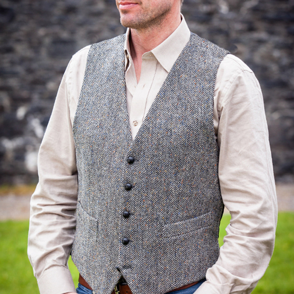 アイルランド ウエストコート ツイードベスト Mucros マクロス Waistcoat Gray