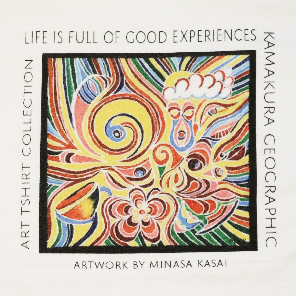 鎌T-Shirts アートセレクション Life is full of good experience / Artist : Minasa Kasai ハンドライティングアート ベルリンアーティスト