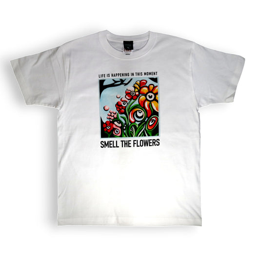 鎌T-Shirts アートT-Shirts/ Smell the flowers 花の匂い Artist : Minasa ハンドライティングアート ベルリンアーティスト