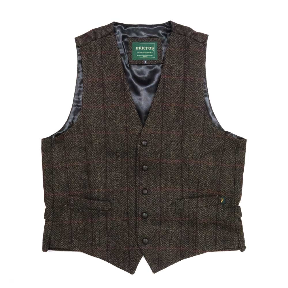 アイルランド ウエストコート ツイードベスト Mucros マクロス Waistcoat Brown