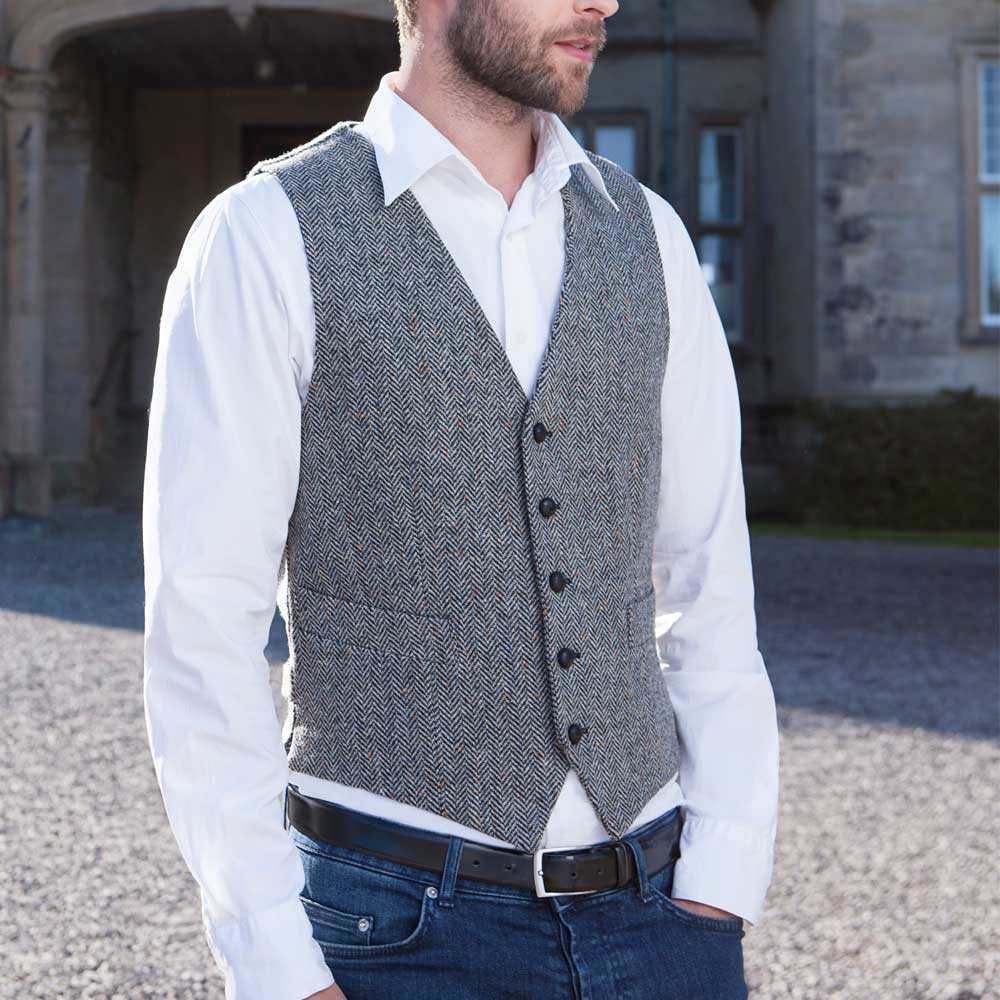 アイルランド ウエストコート ツイードベスト Mucros マクロス Waistcoat Gray