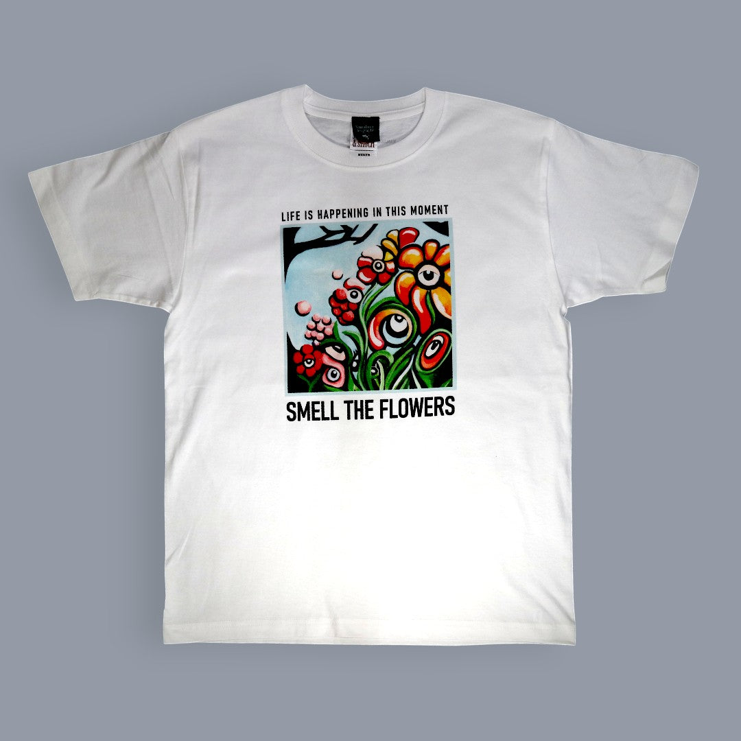 鎌T-Shirts アートT-Shirts/  Smell the flowers 花の匂い  Artist : Minasa   ハンドライティングアート　ベルリンアーティスト