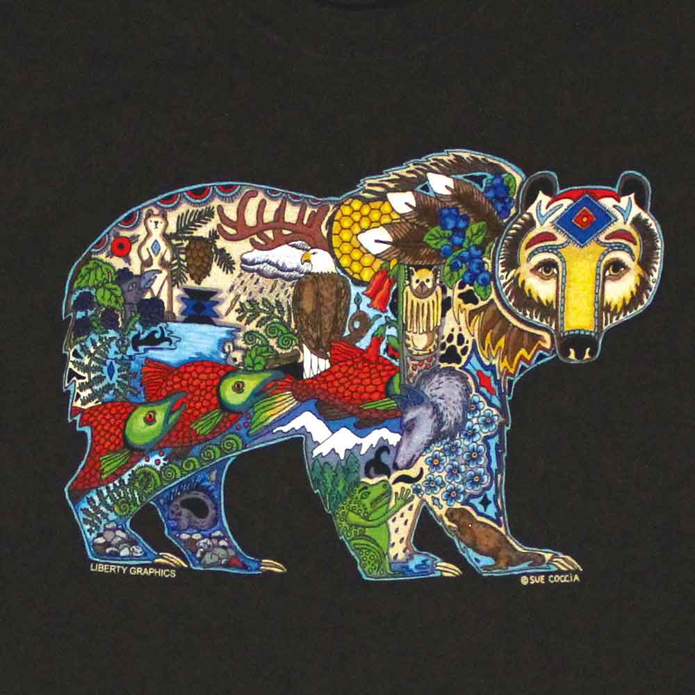 Liberty Graphics T-Shirts Earth Art Grizzly Beer ｸﾞﾘｰｽﾞﾘｰﾍﾞｱｰ