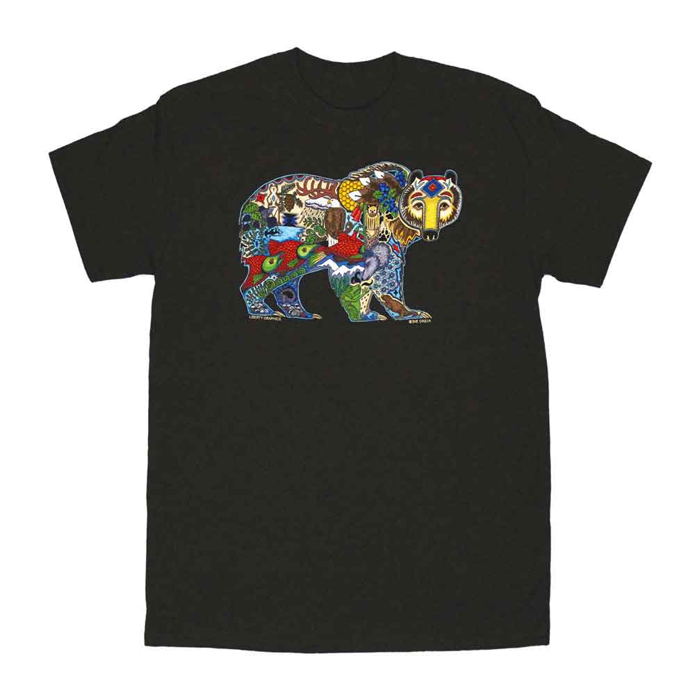 Liberty Graphics T-Shirts Earth Art Grizzly Beer ｸﾞﾘｰｽﾞﾘｰﾍﾞｱｰ