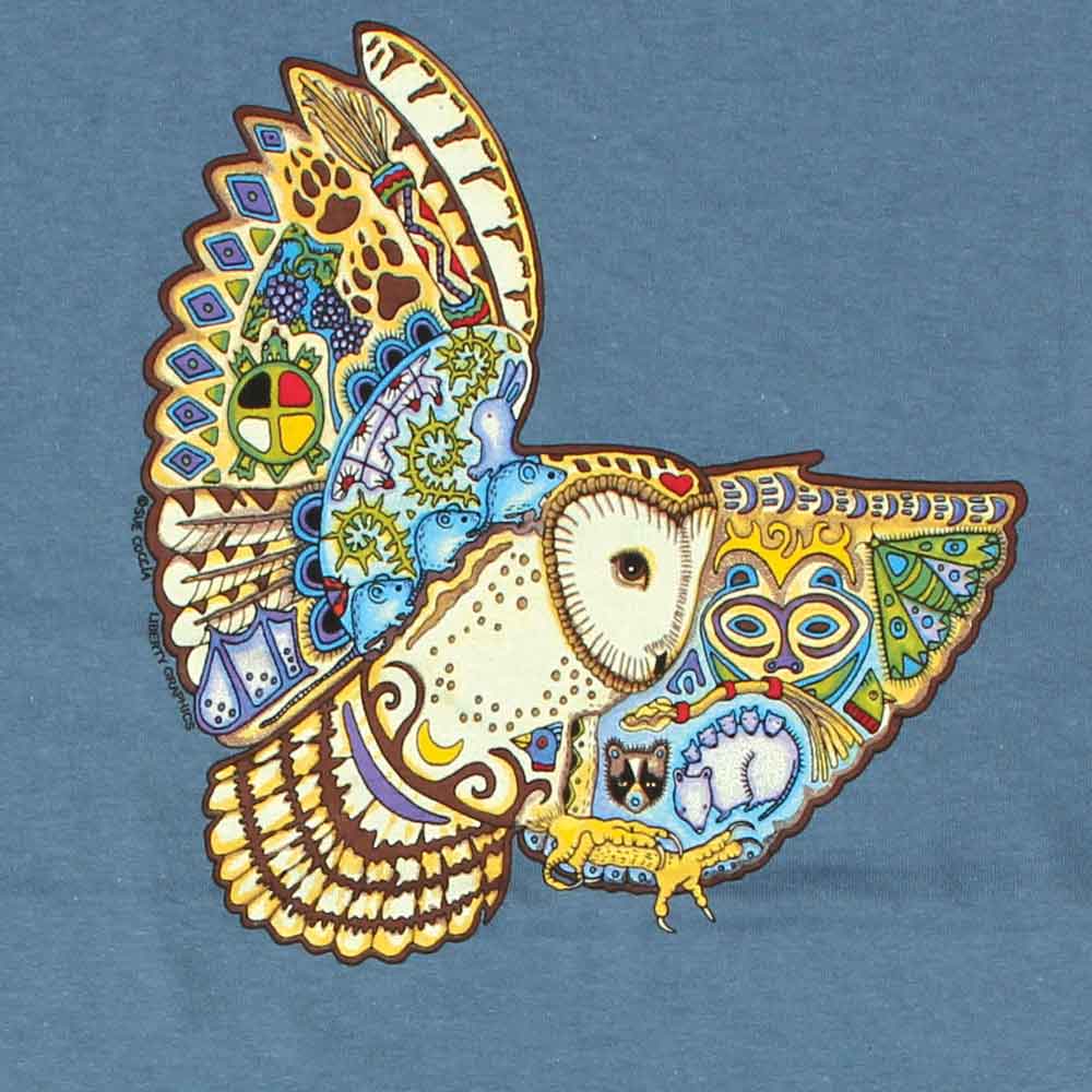 Liberty Graphics T-Shirts Earth Art Owl ｱｰｽｱｰﾄ ﾌｸﾛｳ